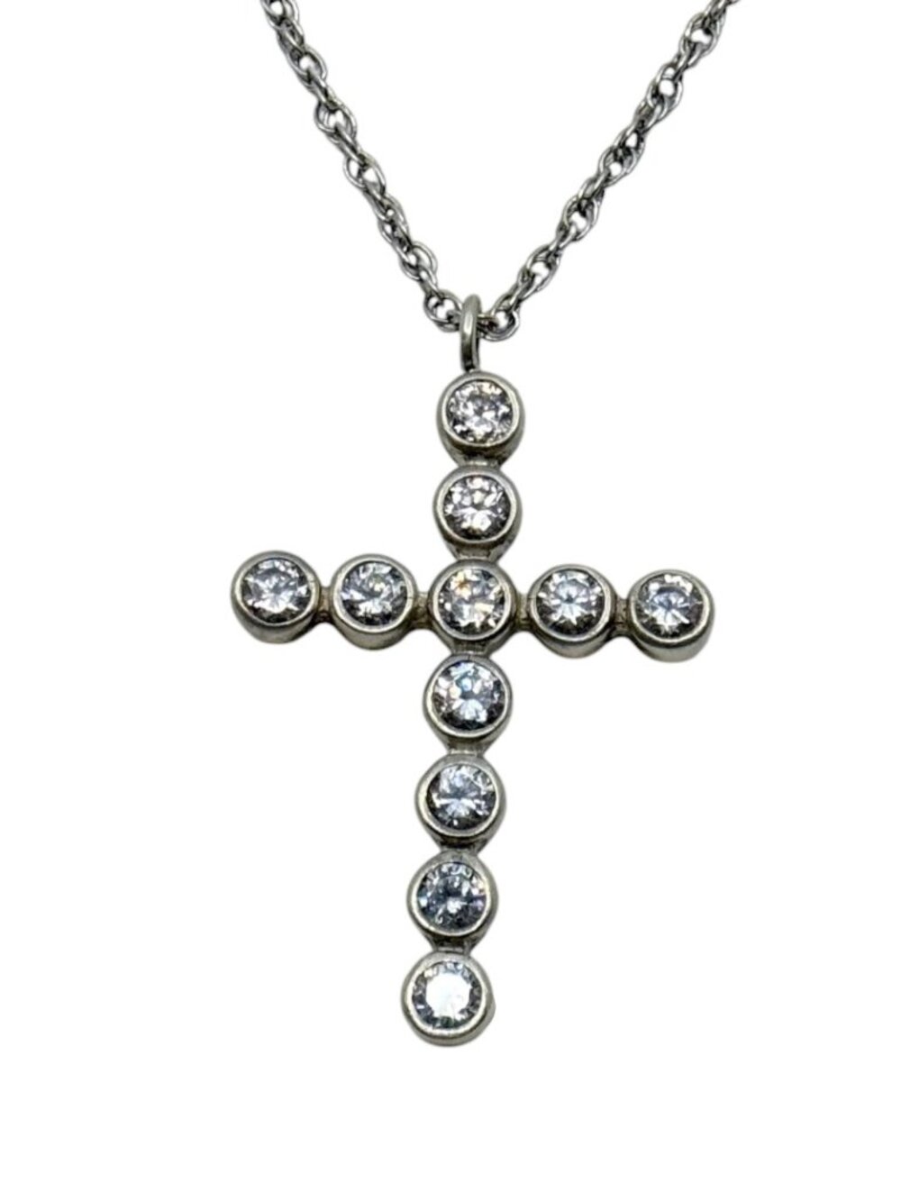 925 Sterling silver brilliant cut cubic zirconia cross pendant - GM1213